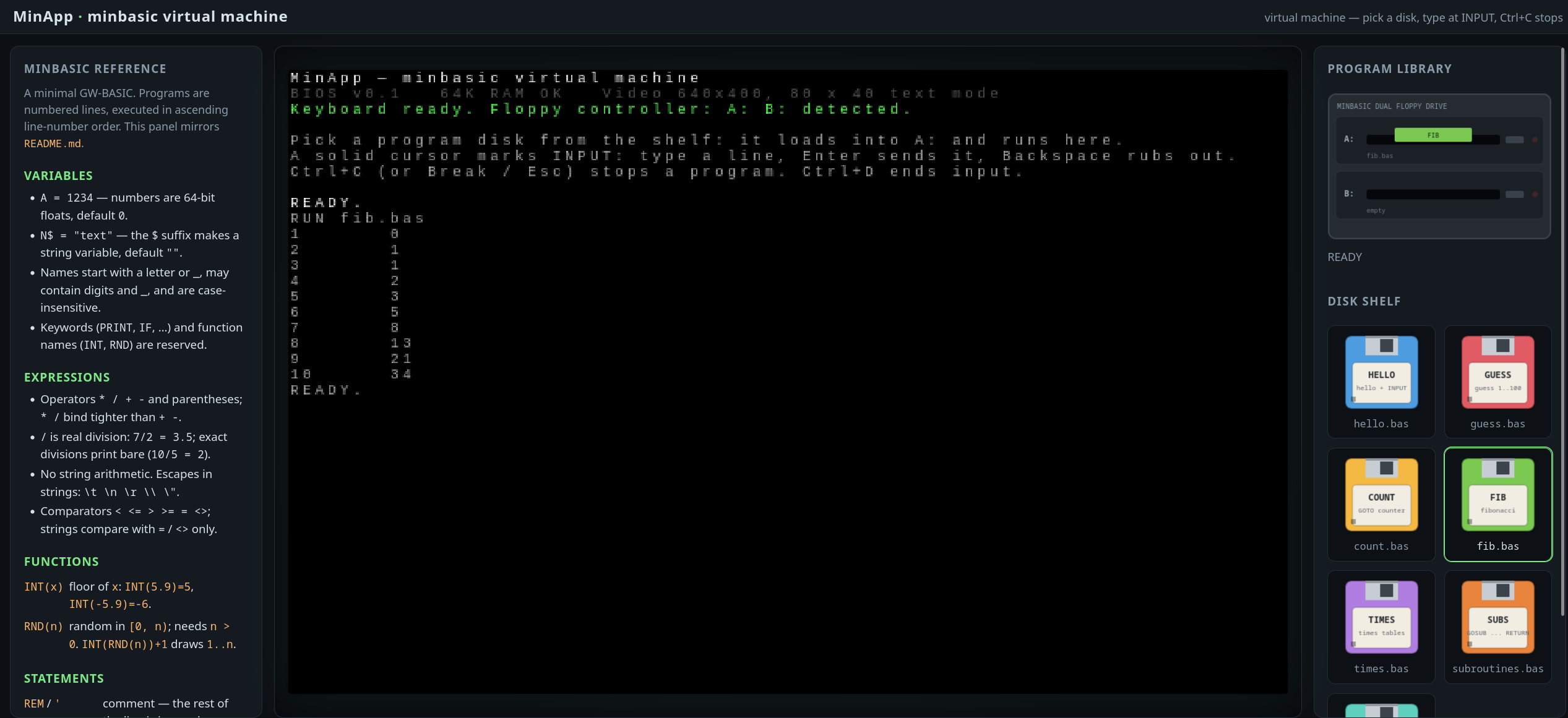 MinBasic browser MinApp