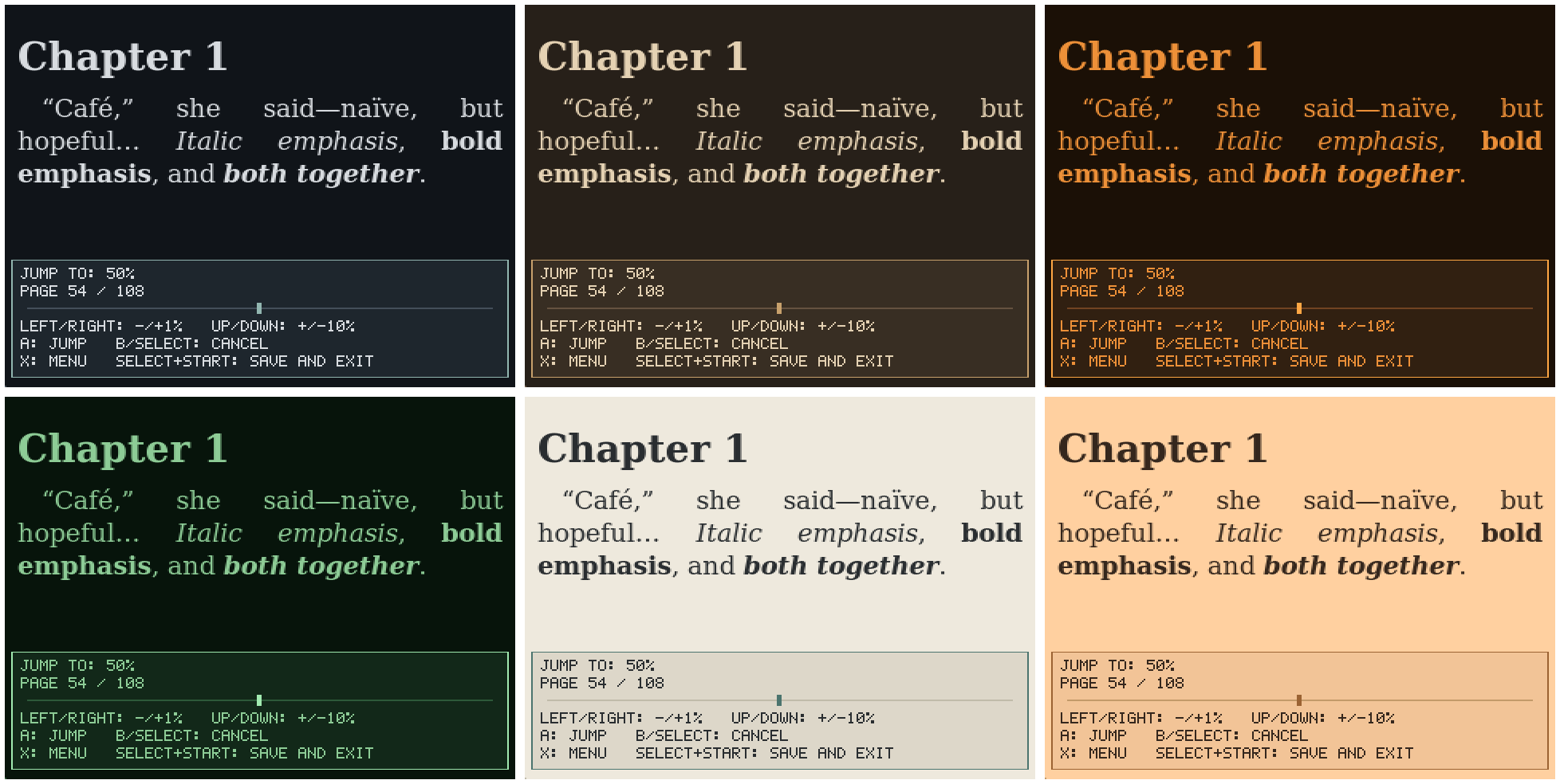 EPUB Reader sample screens